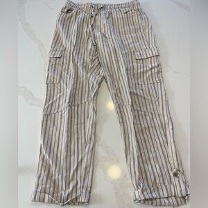 Striped Cream Women's Straight Leg Pants